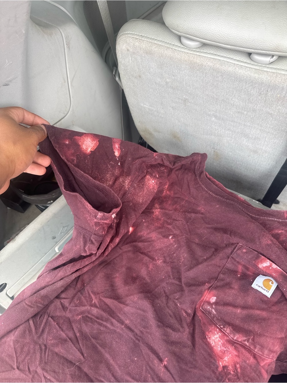 Carhartt Short-Sleeve Pocket Tee in Maroon with Faded Accent